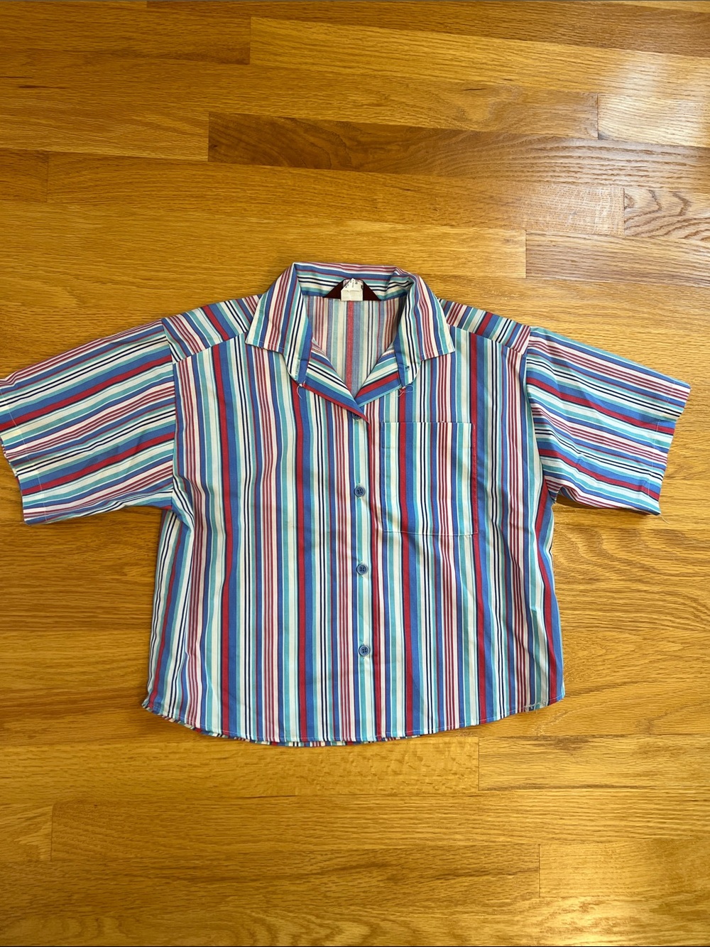 Vintage Great Connections Short-Sleeve Button Front Shirt - Multicolor Stripes